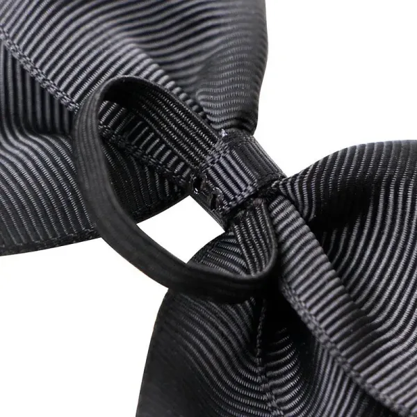 Wholesale Black Ribbon Bow Grosgrain Fish Tail Elastic Loop - Image 3