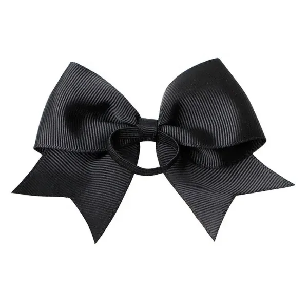 Wholesale Black Ribbon Bow Grosgrain Fish Tail Elastic Loop - Image 2