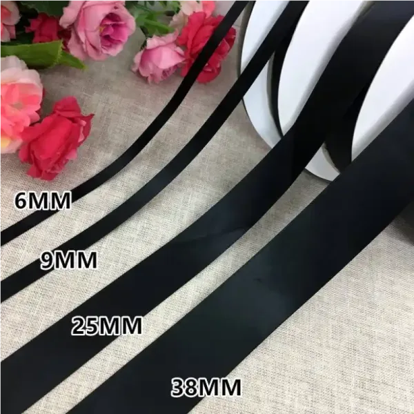 Black Satin Ribbon 25mm 6mm 100 Yards Polyester Roll - Image 4