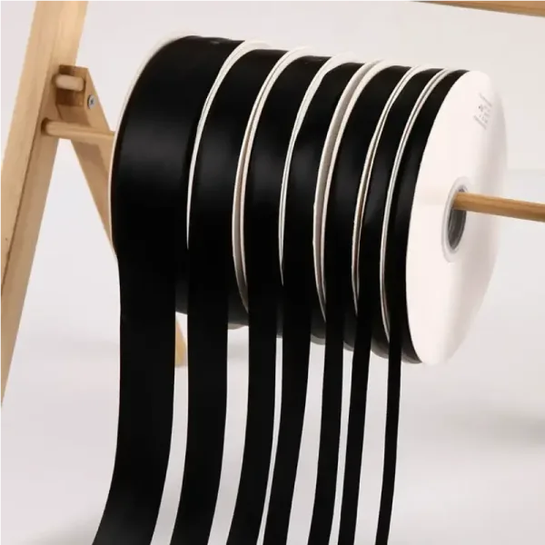 Black Satin Ribbon 25mm 6mm 100 Yards Polyester Roll - Image 3