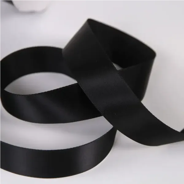 Black Satin Ribbon 25mm 6mm 100 Yards Polyester Roll - Image 2