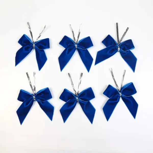 Blue Ribbon Bow Velvet Stretch Loop Wedding Gift Packaging - Image 4
