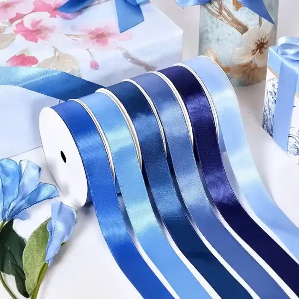 Blue Satin Ribbon 100Y Double Face Polyester Gift - Image 2