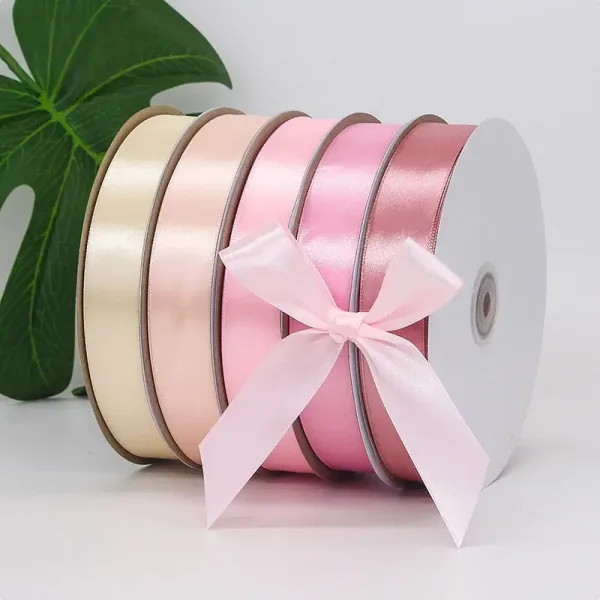 Pink Satin Ribbon Wholesale 100% Polyester Gift Wrapping Roll - Image 3