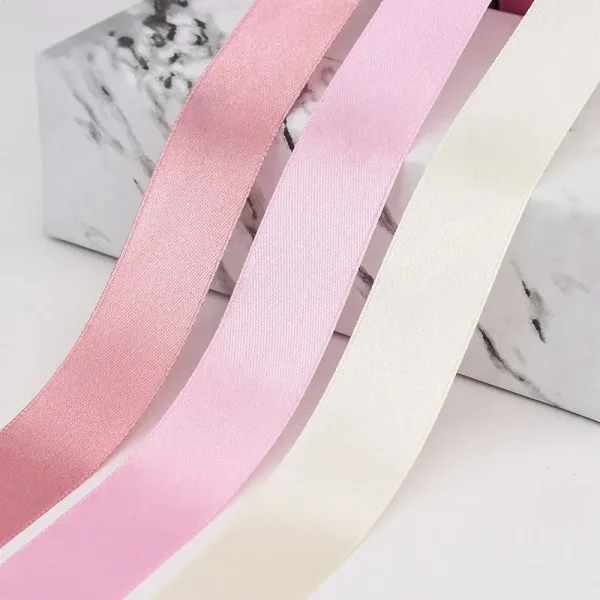 Pink Satin Ribbon Wholesale 100% Polyester Gift Wrapping Roll - Image 2