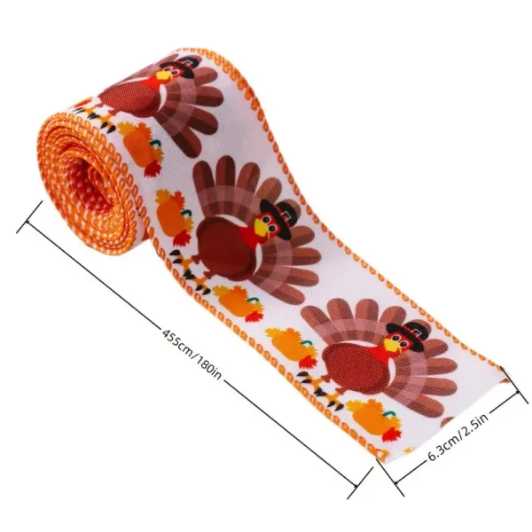 Autumn Thanksgiving Pumpkin Ribbon Plaid Crafts Wrapping - Image 2