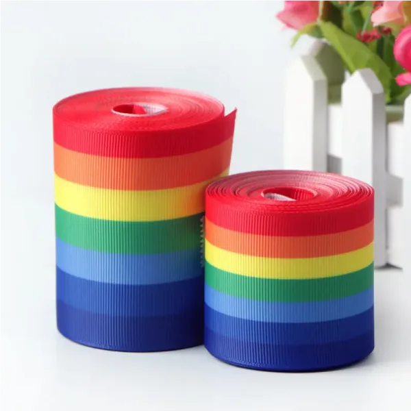 Wide Rainbow Ribbon 3 Inch 75mm Grosgrain Decorative Crafts Supplies - Image 3