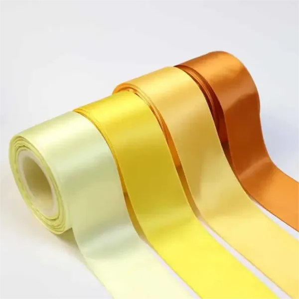 Yellow Satin Ribbon 4cm 25Yd Craft Gift Packaging Supplies - Image 3