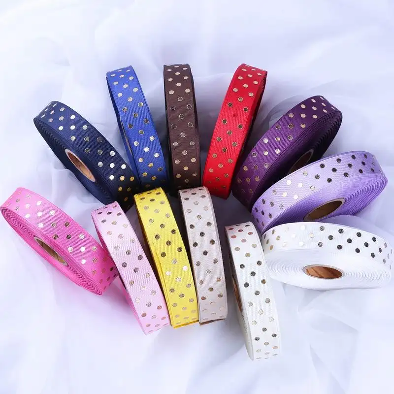 Vibrant Polka Dot Grosgrain Ribbon - Custom Colors & Sizes