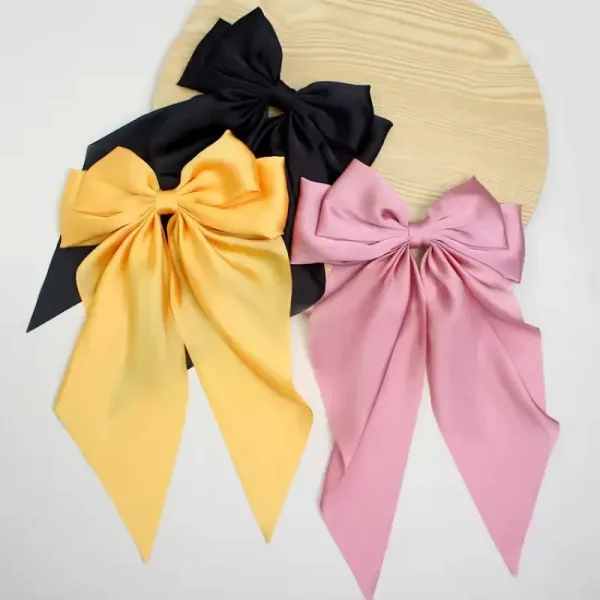 Elegant Red Ribbon Bow for Hair - Chic Accessory - Image 2