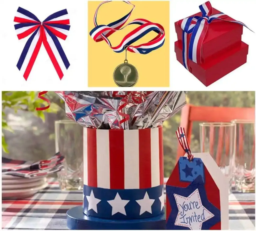 Premium Red White & Blue Grosgrain Ribbon - Stylish & Durable