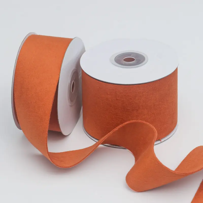 Luxurious Terracotta Velvet Ribbon - Elegant Crafting Choice