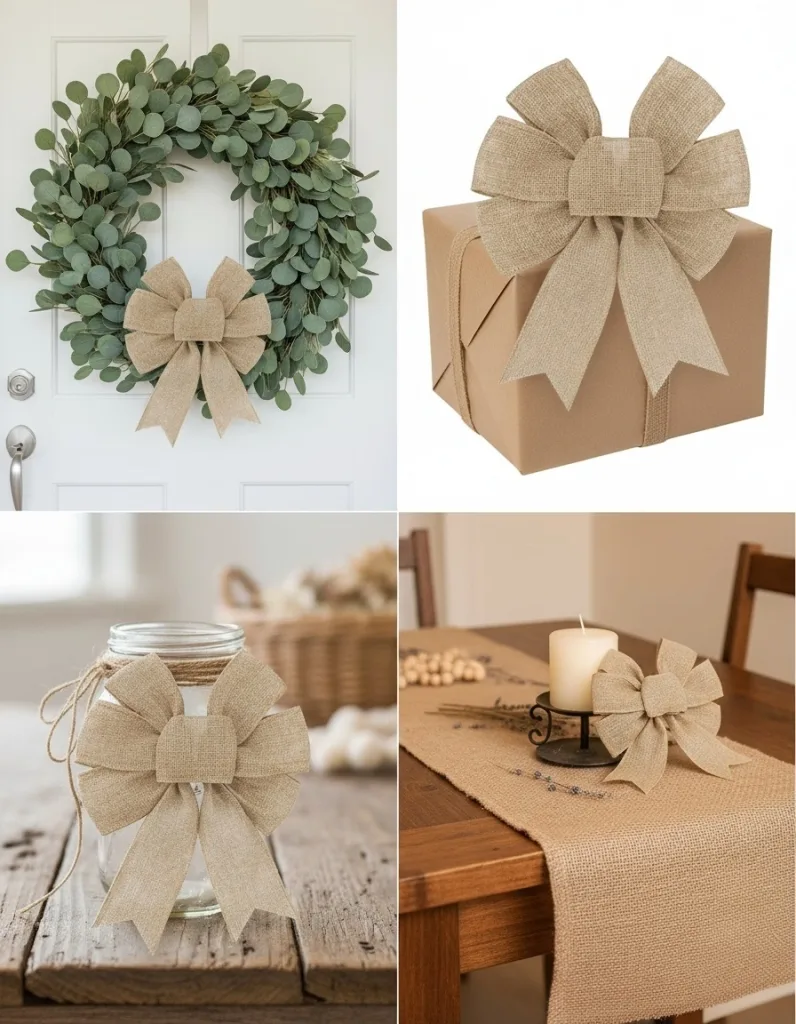 burlap ribbon bow