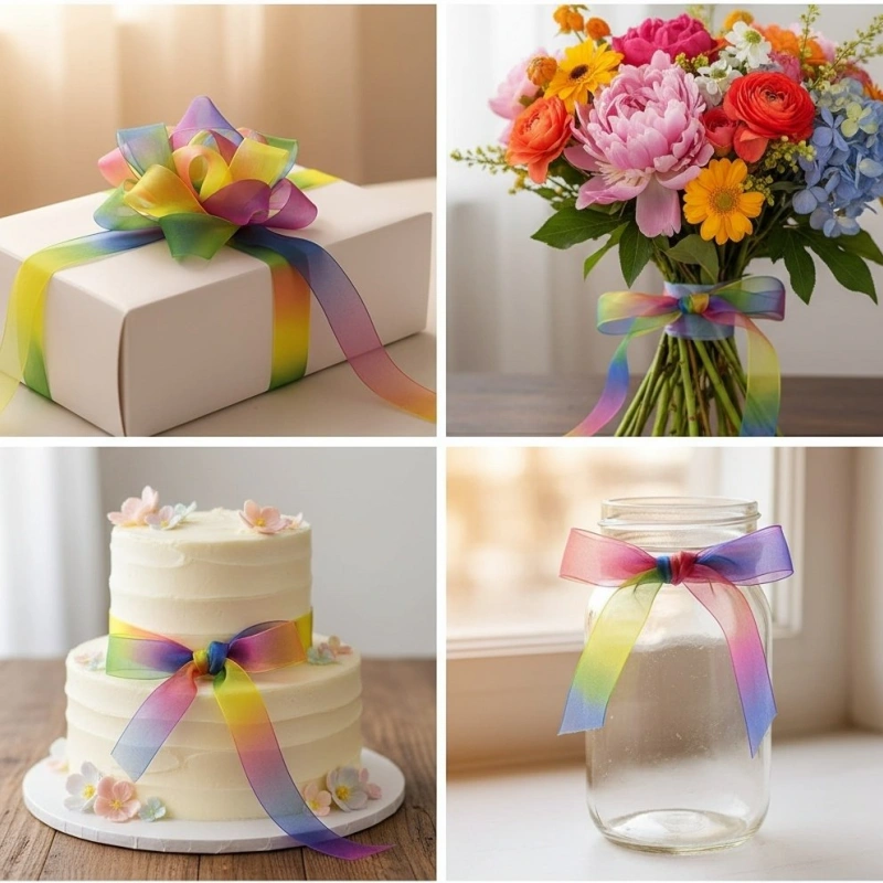 rainbow organza ribbon
