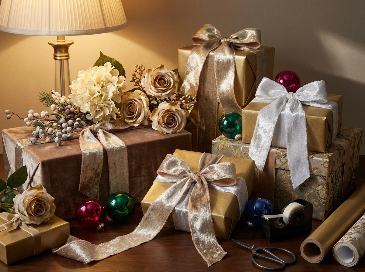 Gold Shimmery Chiffon Ribbon Frayed Edge