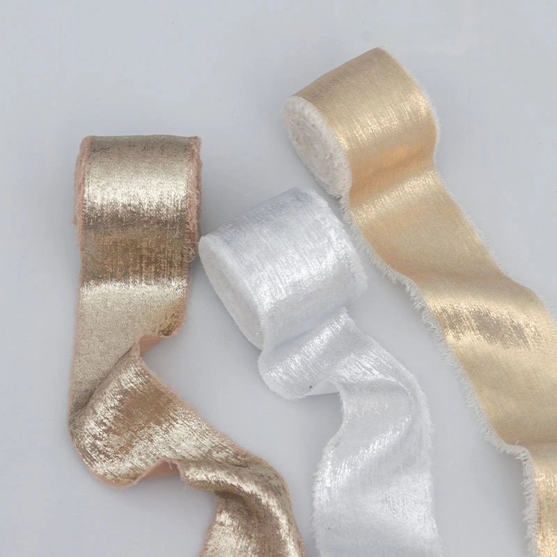 Gold Shimmery Chiffon Ribbon Frayed Edge