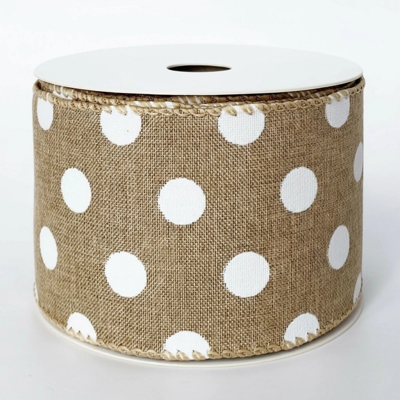 burlap polka dot ribbon
