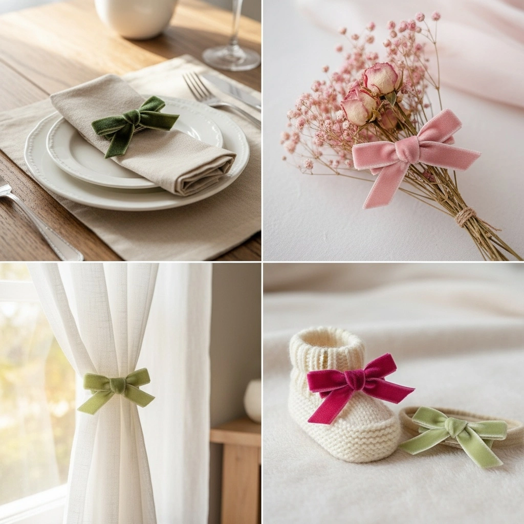 small velvet bow clips set